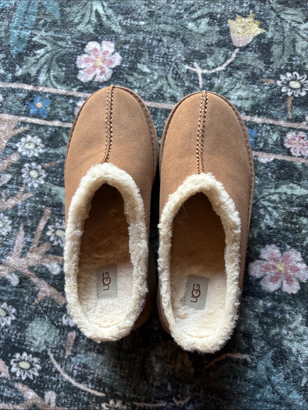 UGG Women's Chestnut Suede Faux-Shearling Slip-On Slippers